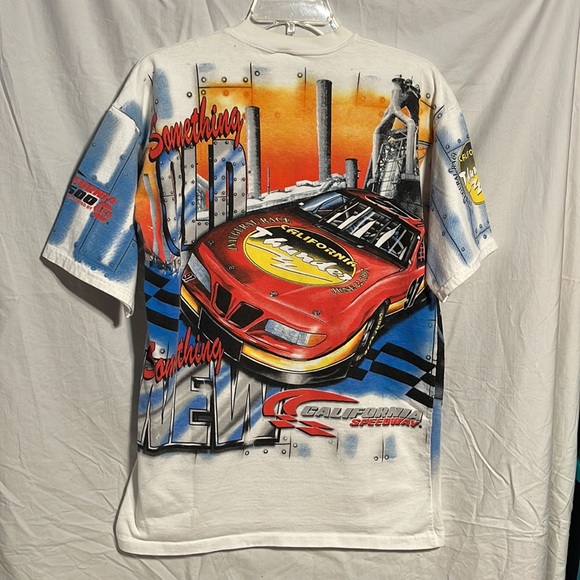 Vintage 90s T-shirt Large AOP California Speedway Racing Car 1997 NASCAR Allover - Picture 7 of 14